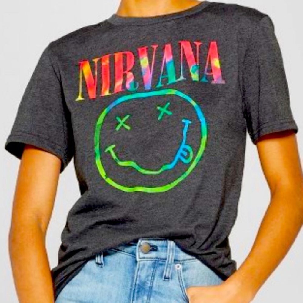 Nirvana short sleeve neon smile T-shirt.
